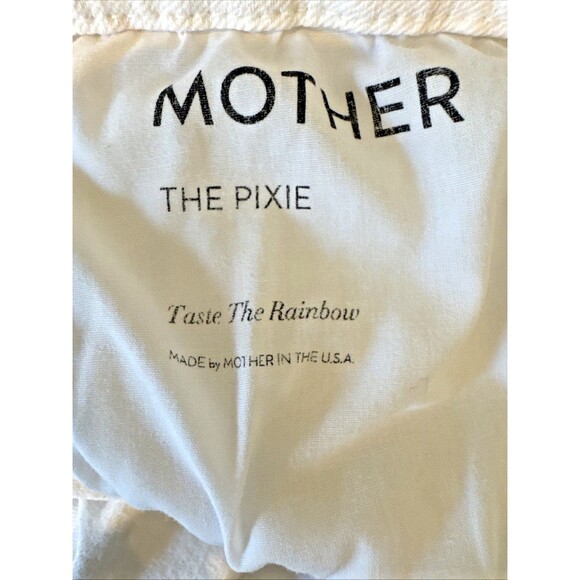 Mother The Pixie Size 29  High Rise Skinny Jeans Taste The Rainbow Cream Buttons - Picture 4 of 13